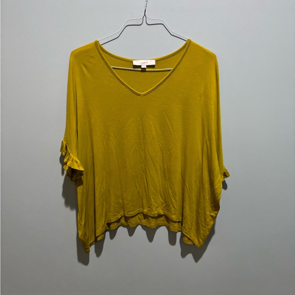 LOFT Yellow Dolman Sleeve Blouse Relaxed Boxy Style